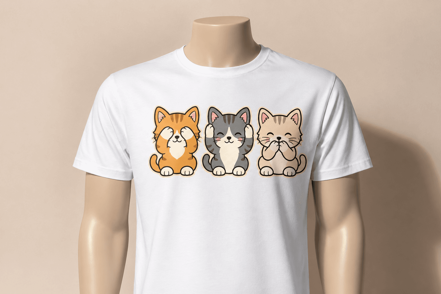 Camisa personalizada com tres gatinhos estampados